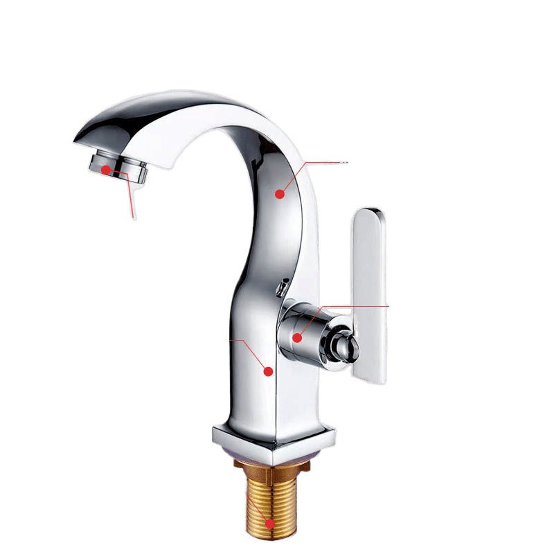 Copper single-cooling faucet is suitable for use in bathrooms, washbasins, countertops, bathrooms, washbasins, and washbasins Item Picture