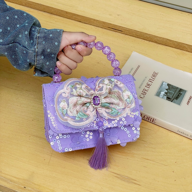 New children's bag, princess, high appearance level, sequined hand-held small square bag for girls, stylish chain crossbody coin purse Specification drawing