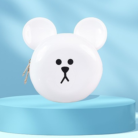 Little bear head PVC cute jelly bag, fashionable and versatile dinner bag, dirt-resistant and easy-to-wash, macaron-colored cartoon bag full figure