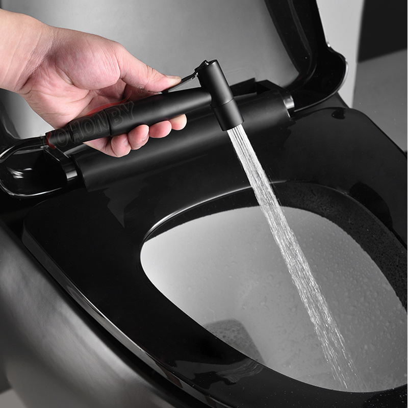Factory direct supply of 304 stainless steel black spray gun, high-pressure toilet spray gun, nozzle, flushing faucet details Picture