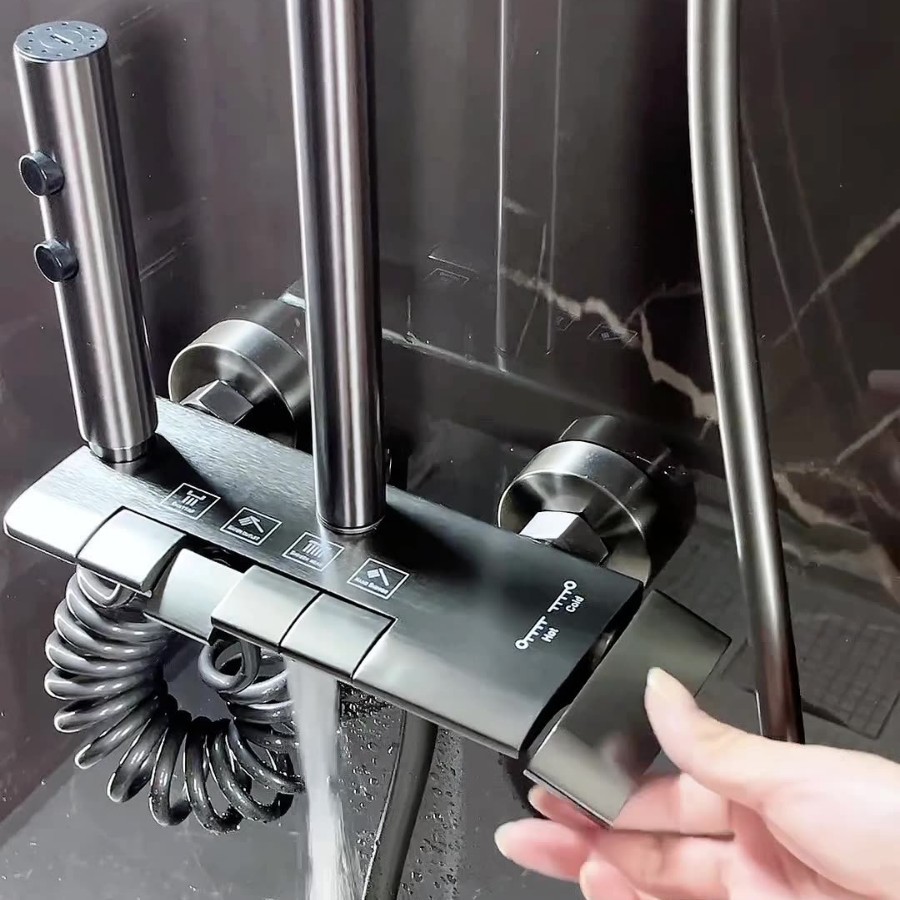 Shower head set, constant temperature digital display pressurized shower head, home bathroom, toilet faucet, bathroom shower head Application Scenario