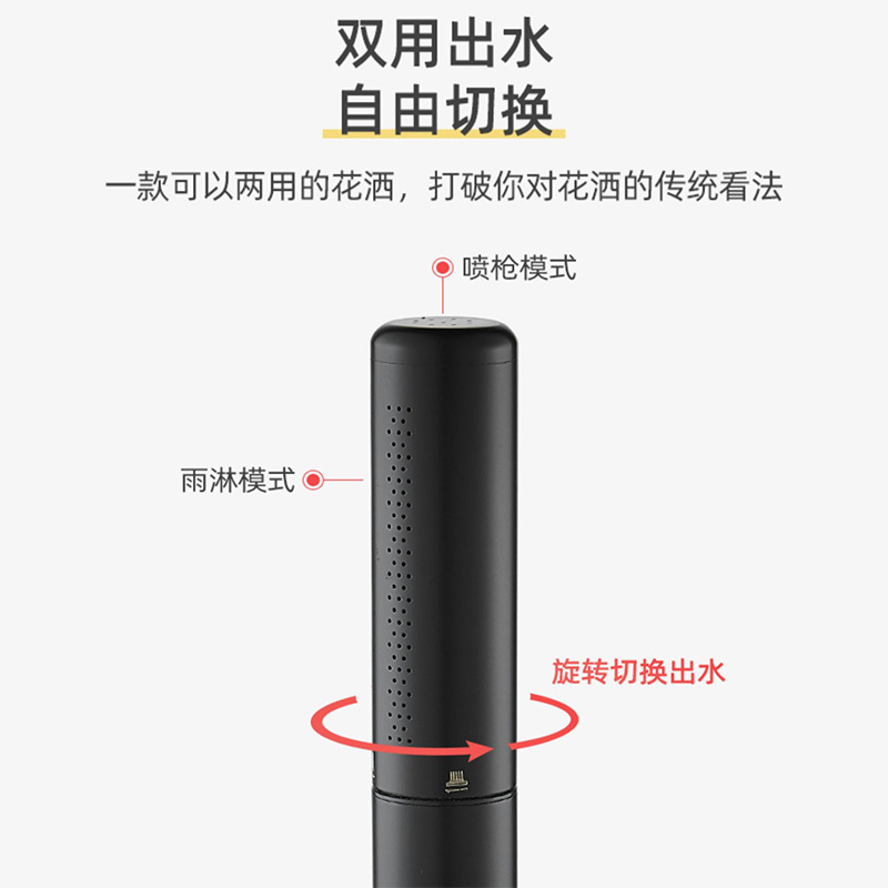 Handheld shower head, all-copper black pressurized shower head, pressurized bathroom rain shower set with switch showerhead details Picture