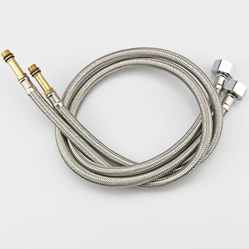 4-point 304 stainless steel braided pointed hose, metal explosion-proof single-head cold and hot water faucet inlet pipe factory wholesale Specification drawing