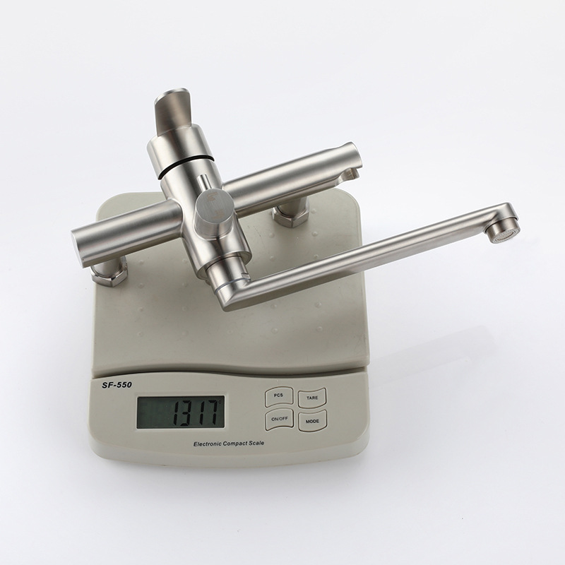 Black cold and hot stainless steel wall-mounted multi-functional extended nozzle with spray gun Russian double-hole kitchen faucet Specification drawing