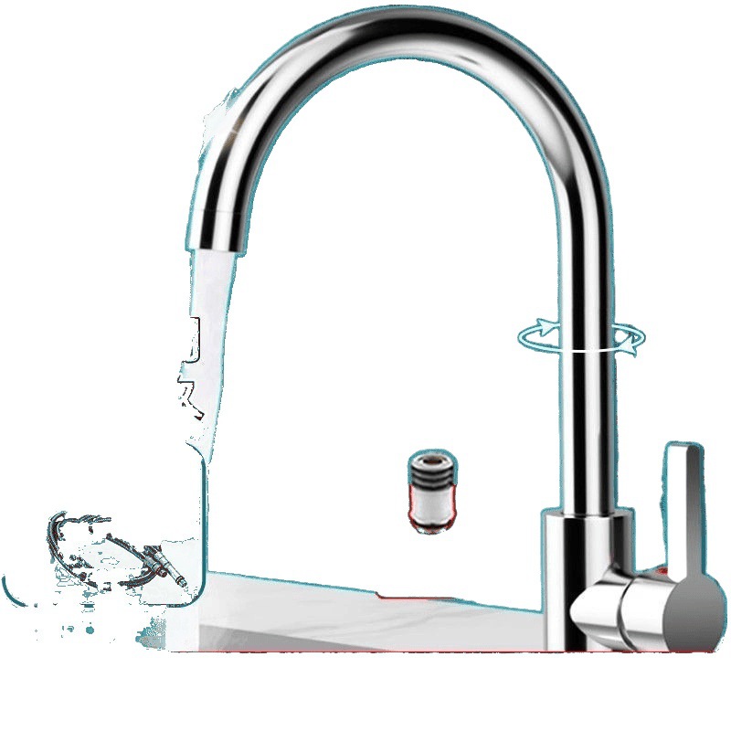 All-copper kitchen faucet, cold and hot water sink in one, universal single-cooling stainless steel faucet, direct sales from all directions Item Picture