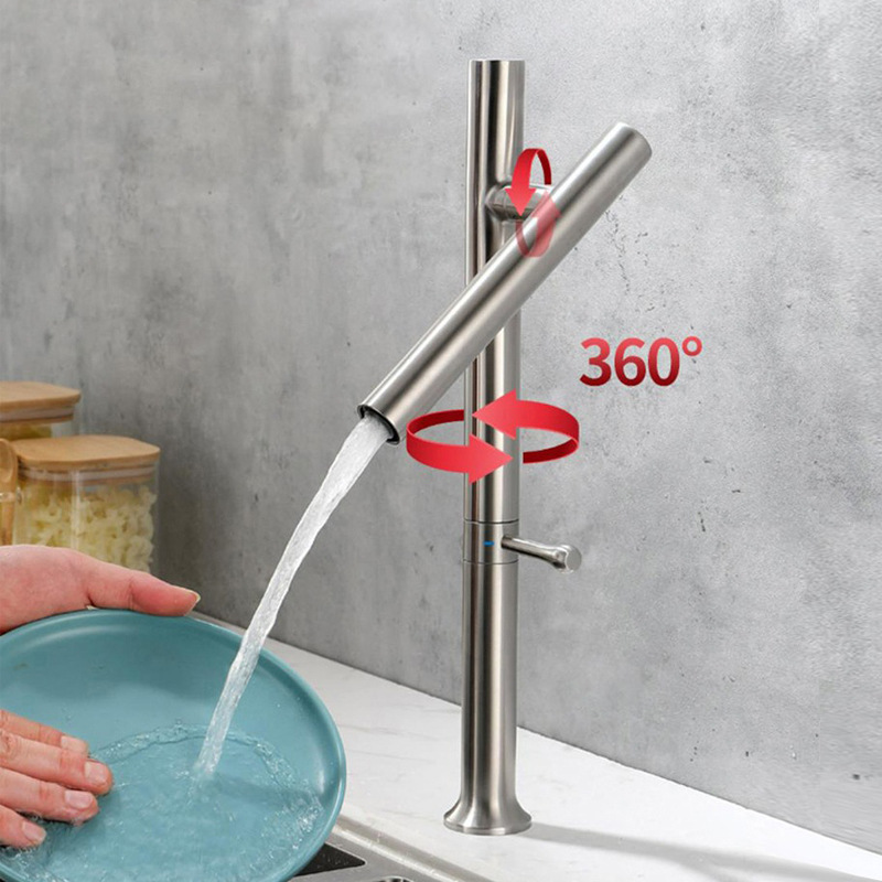 304 stainless steel universal rotatable kitchen hot and cold dual-purpose faucet, sink, countertop, ceramic valve core faucet details Picture