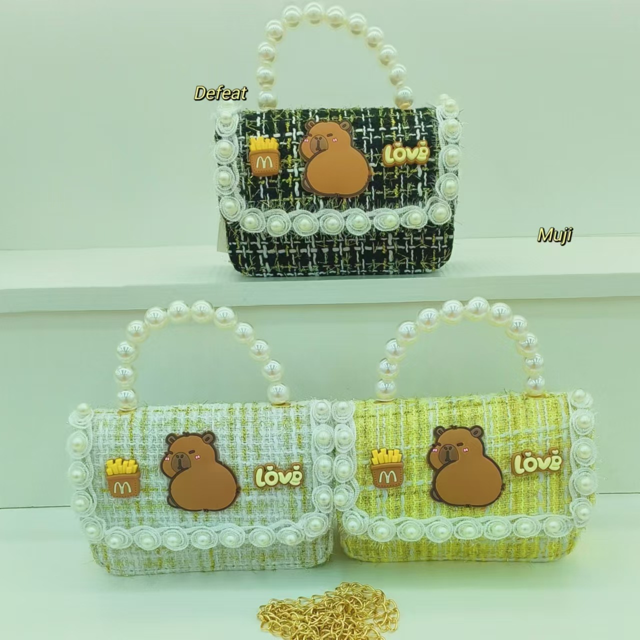 Kapipala pearl handbag, crossbody bag, loose change accessory, princess bag, girl's lucky money bag, chain small square bag details Picture