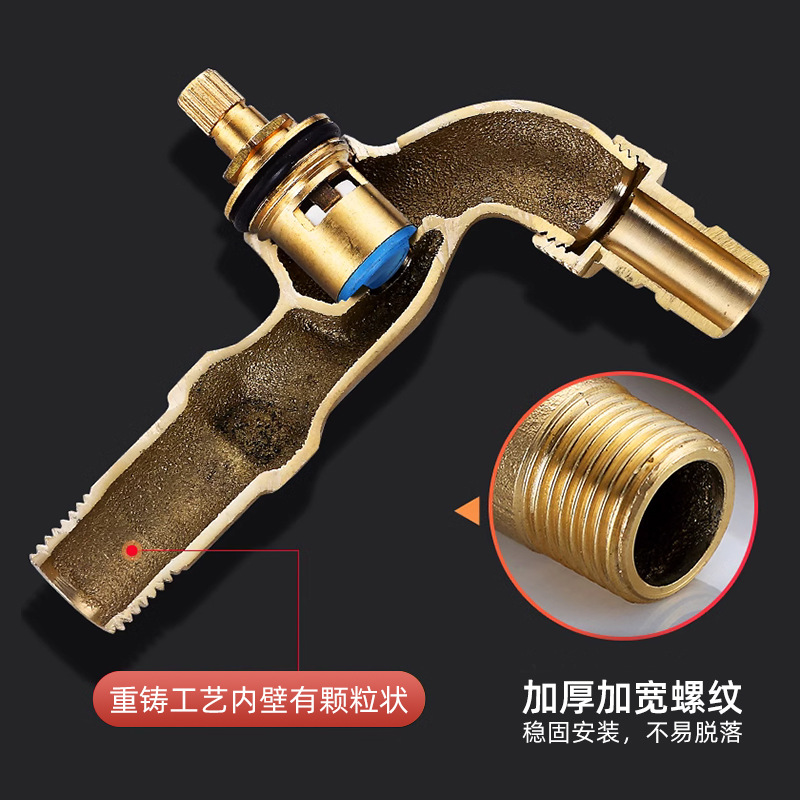 French-style antique brass 4-point washing machine faucet, one in and two out for dual use, 6-point quick-opening mop sink, single cooling faucet Application Scenario