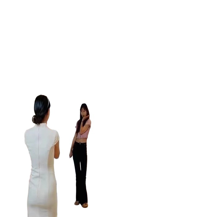 Holographic transparent screen display cabinet, 3d human body replication machine, human figure copying, interactive photography, creative AI digital virtual human Item Picture