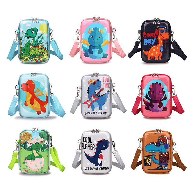 Children's small shoulder bag, Korean-style fashionable and creative cartoon dinosaur coin purse, cute girls' mobile phone bag, baby crossbody bag Specification drawing