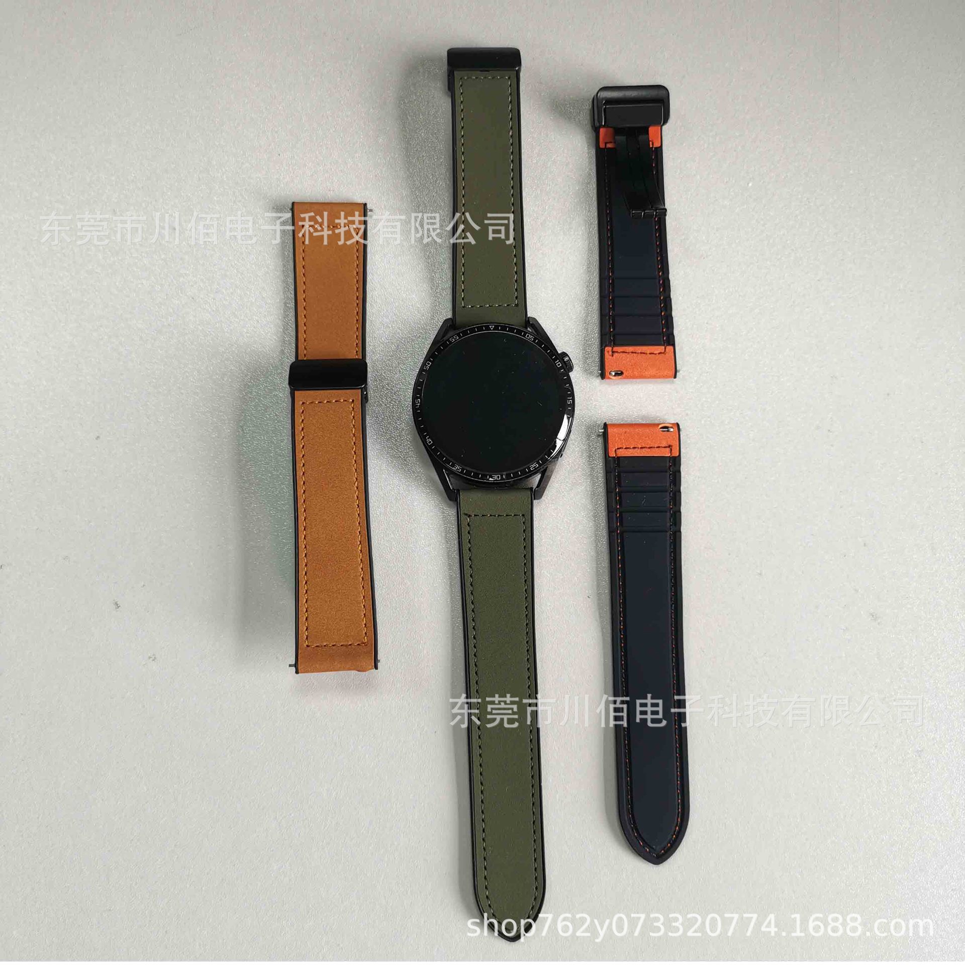 Suitable for Huawei, Samsung and Honor universal 2022MM silicone watch strap, Crazy Horse patterned leather magnetic clasp watch strap Application Scenario