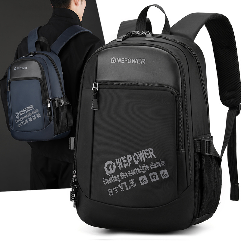 WEPOWER's new large-capacity men's backpack is a commuting, outdoor and casual backpack for junior high school and college students full figure