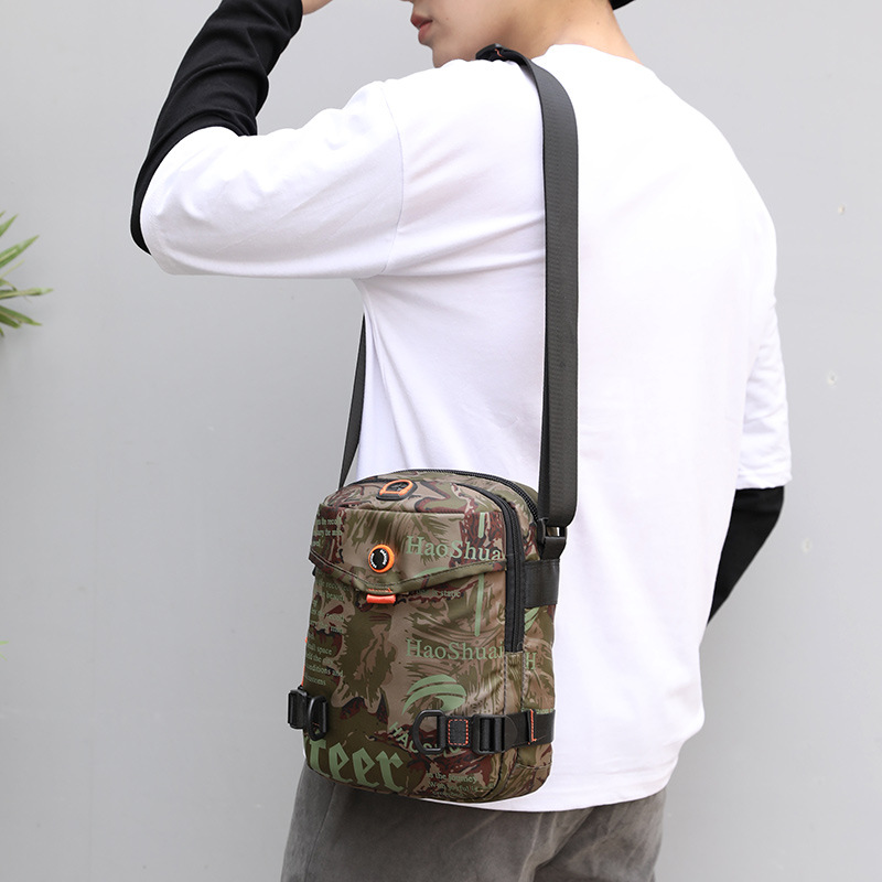 Hao Shuai's new men's outdoor casual sports single-shoulder bag, Korean style trendy hip-hop crossbody bag, waterproof mobile phone backpack details Picture