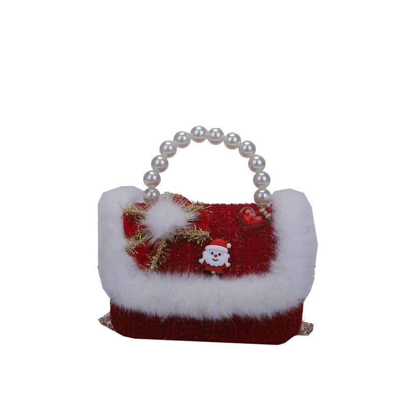 Mini fashionable girls' pearl coin purse 2024 New checkered fashionable Korean version little girl handbag for children's clothing matching Item Picture