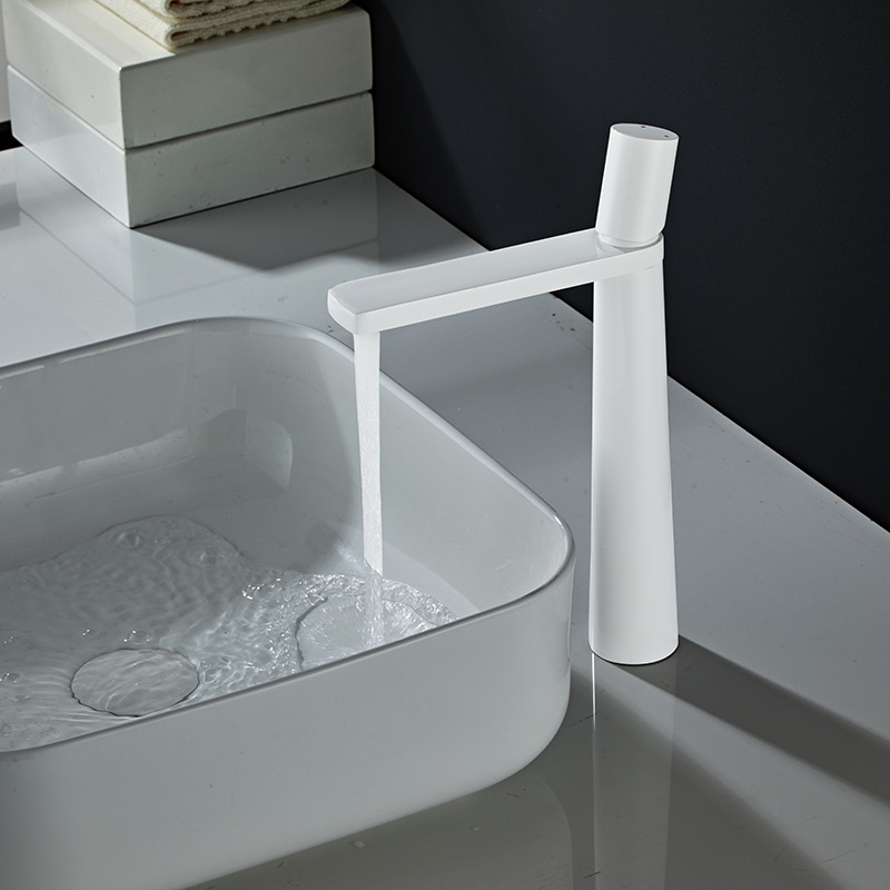 White washbasin faucet, bathroom, personalized and creative, gun gray, cold and hot, washbasin faucet, brass full figure