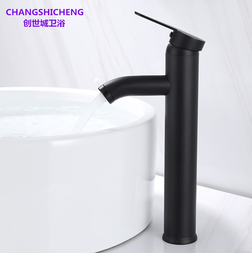Black stainless steel hot and cold washbasin faucet, bathroom cabinet, washbasin, anti-splash faucet Application Scenario