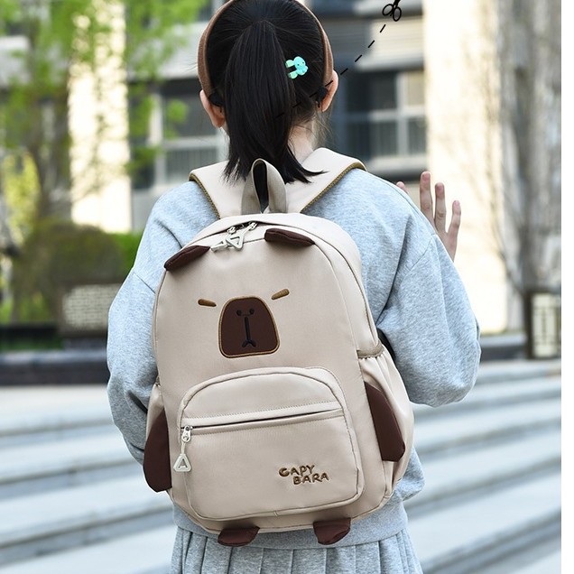 The 2024 winter new Kapibala large-capacity schoolbag is a cute cartoon backpack for girls and college students. It's a soft and adorable backpack details Picture