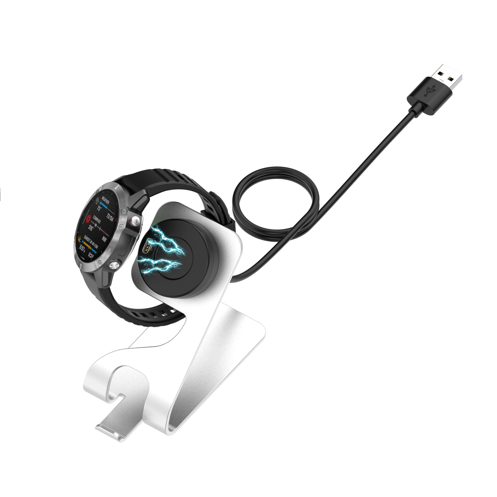 Compatible with Garmin Fenix 7/6/5 watches, Forerunner255/Venu3 second-generation aluminum alloy bracket charger details Picture