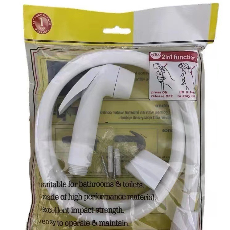 Cross-border white toilet, feminine washer, pressurized spray gun set, bathroom cleaning and flushing, small showerhead vacuum-formed set Item Picture