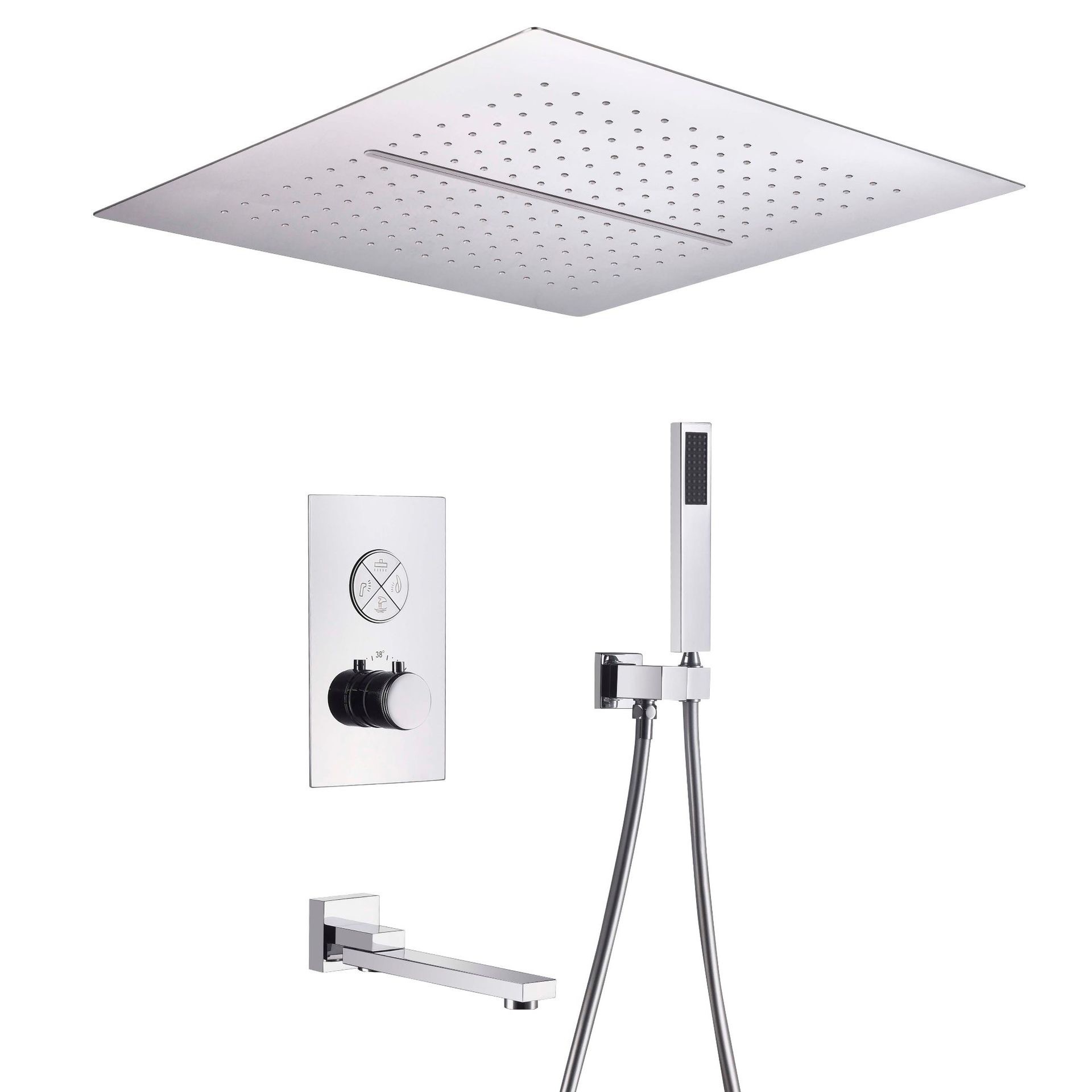 Household concealed multi-functional ceiling shower, concealed hotel project, constant temperature adjustable shower, concealed shower head set Item Picture