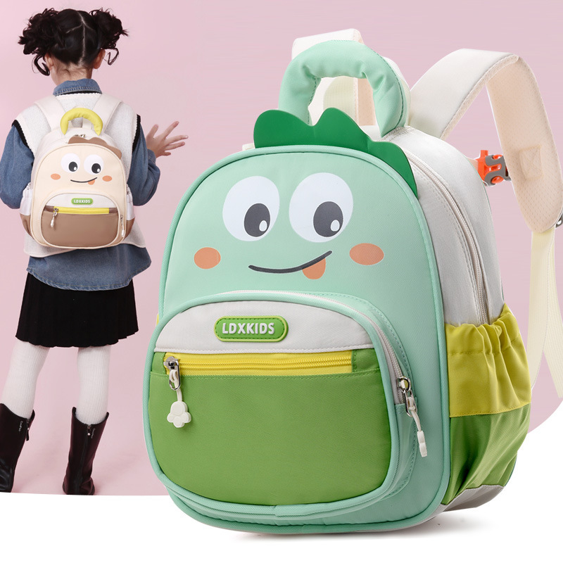 New kindergarten schoolbag for first grade, high appearance level, color-blocking travel lightweight backpack, cute cartoon backpack for babies full figure