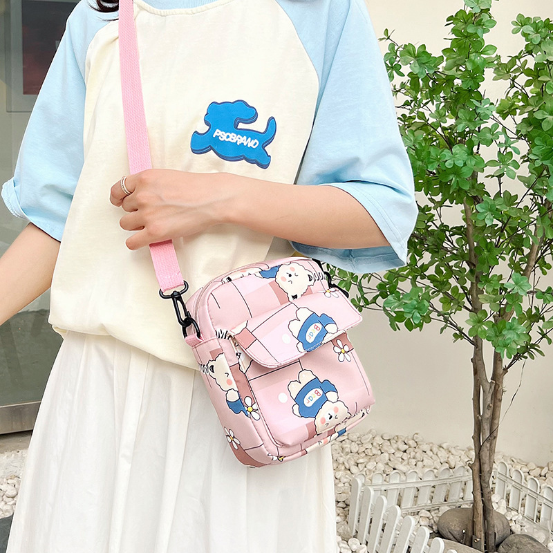 Wholesale of new Japanese-style schoolgirl bags, cartoon small square bags for students attending classes, lightweight and compact single-shoulder crossbody bags Specification drawing