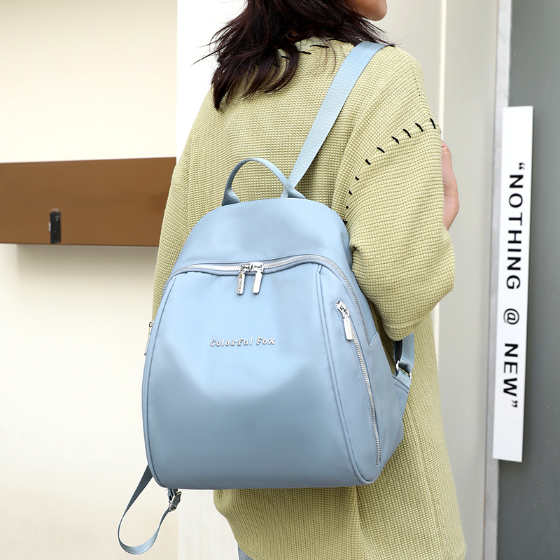 Colorful Fox Lady's backpack, large-capacity outdoor travel backpack, water-resistant nylon shell schoolbag details Picture