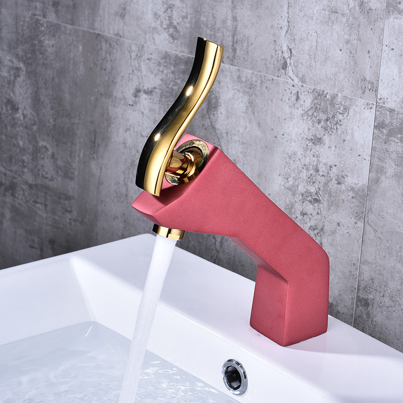 Factory direct sales of European-style matte colored washbasins, hot and cold mixed faucets, thickened all-copper main body bathroom cabinet faucets Specification drawing