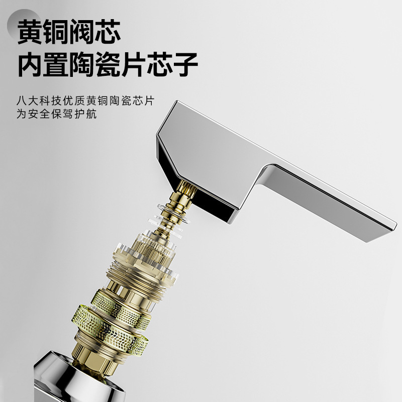 Cross-border foreign trade concealed wall-mounted waterfall faucet, hot and cold built-in bathroom washbasin, countertop wall-mounted type details Picture
