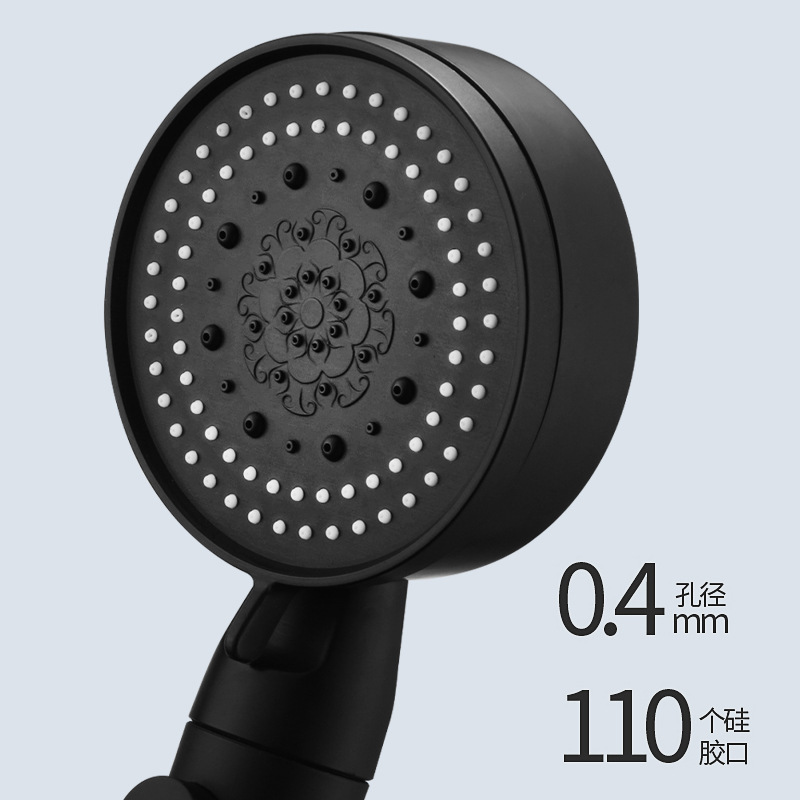 Black Knight five-speed multi-functional pressurized showerhead matte black large handheld showerhead shower set Application Scenario