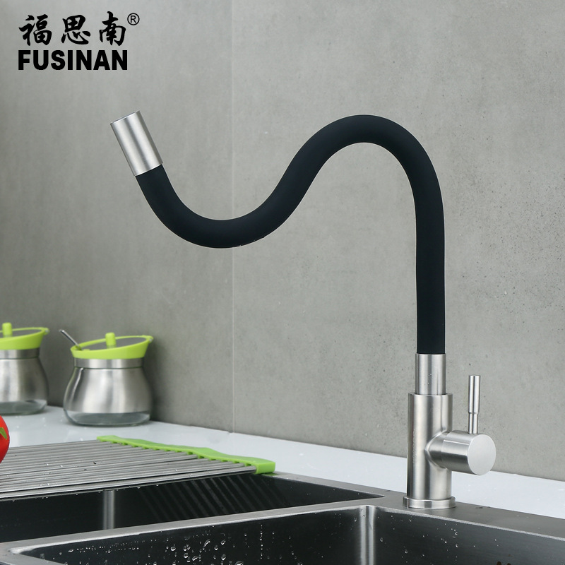 304 stainless steel color tube kitchen sink faucet, single-cooling universal rotating sink sink faucet full figure