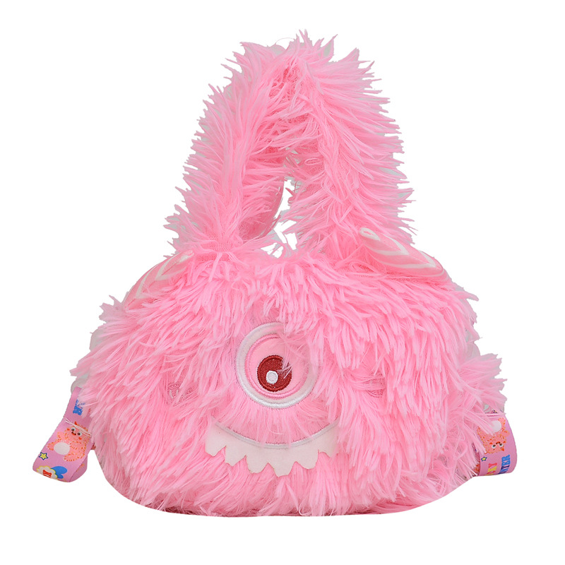 Cute plush handbag 2023 new style cartoon dog multi-color furry small shoulder bag, claw machine doll bag Item Picture