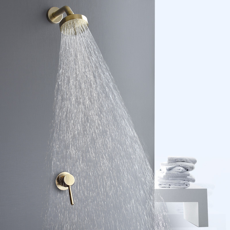 Concealed wall-mounted shower head set, stainless steel brushed gold shower head, simple LA2004 details Picture