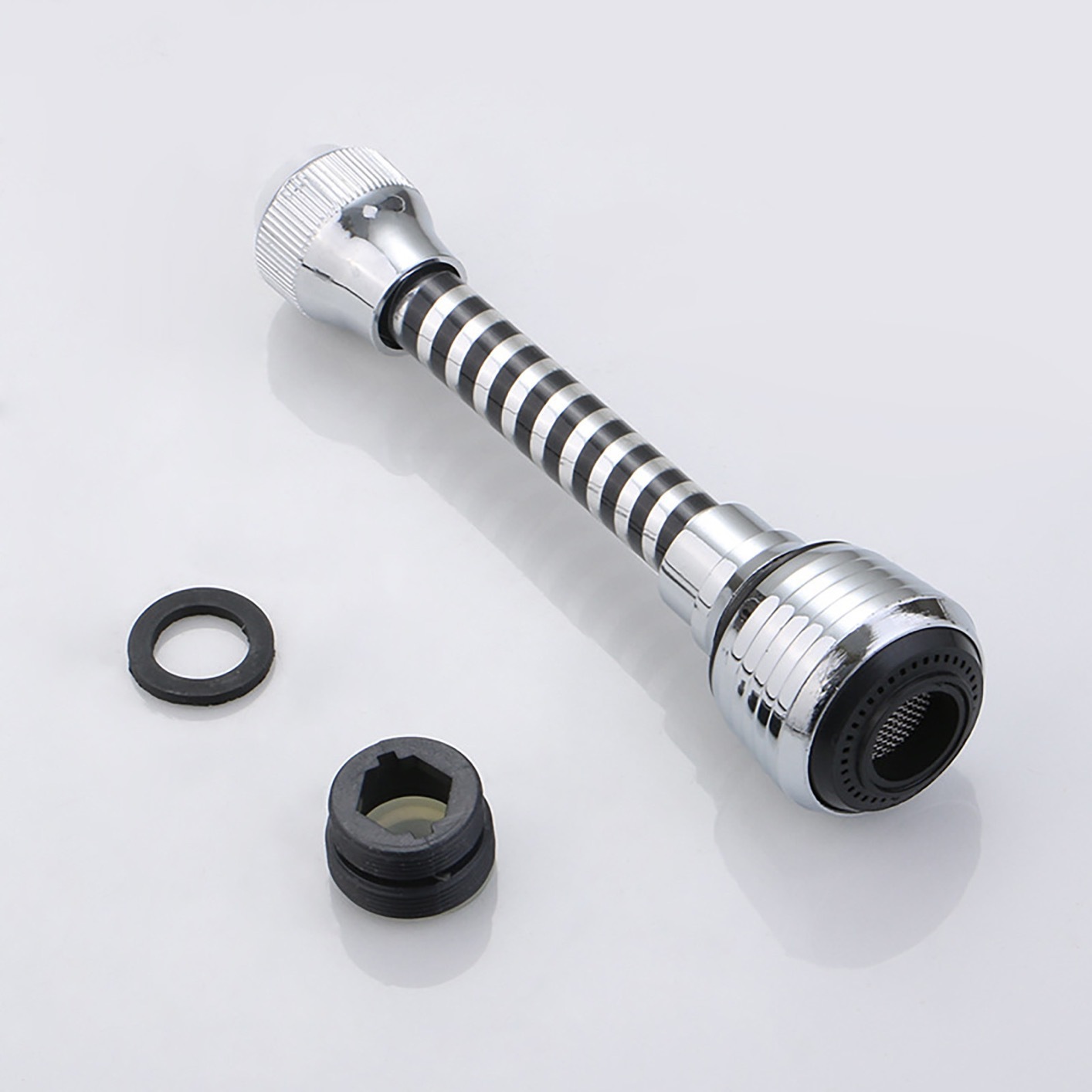Splash-proof PVC black wire long, threaded installation splash-proof head, pressure-increasing soft foaming device, kitchen shower faucet Specification drawing