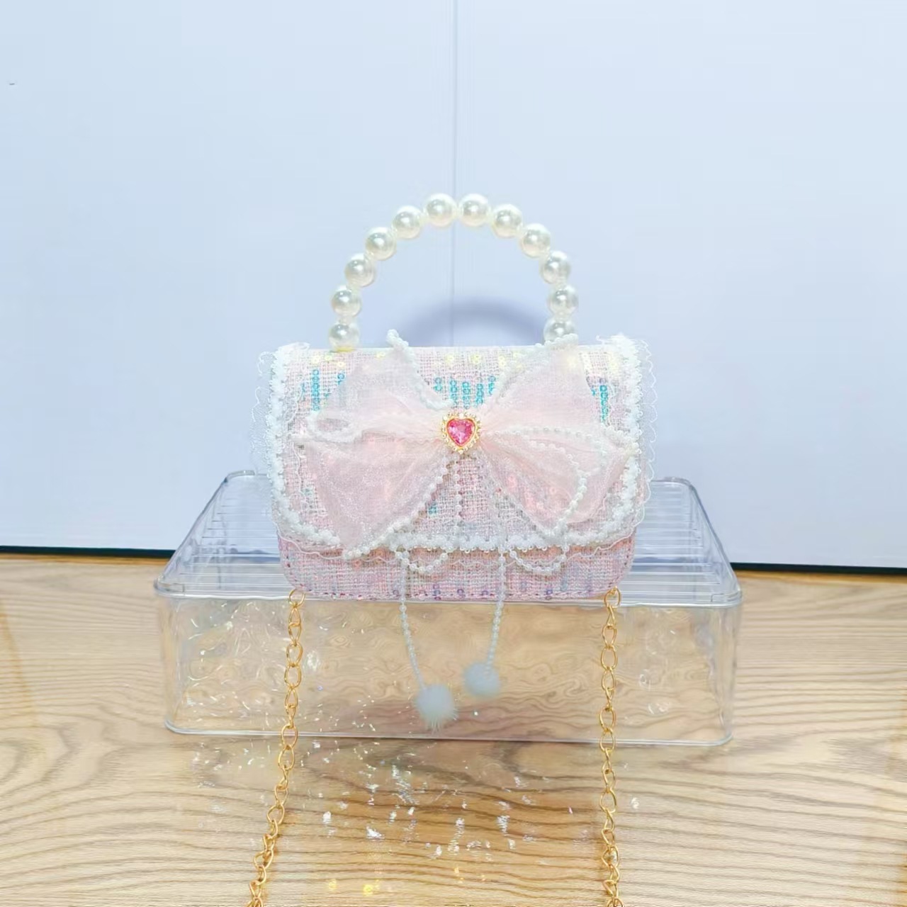 Bow princess bag, pearl handbag, chain crossbody bag, New Year lucky money bag, Children's Day gift on June 1st Application Scenario