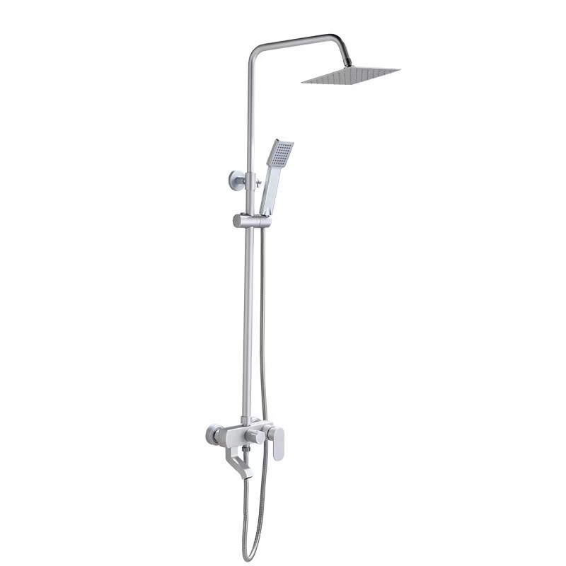 Simple golden space aluminum shower head set, cross-border exclusive, concealed button pressurized showerhead shower shower Item Picture