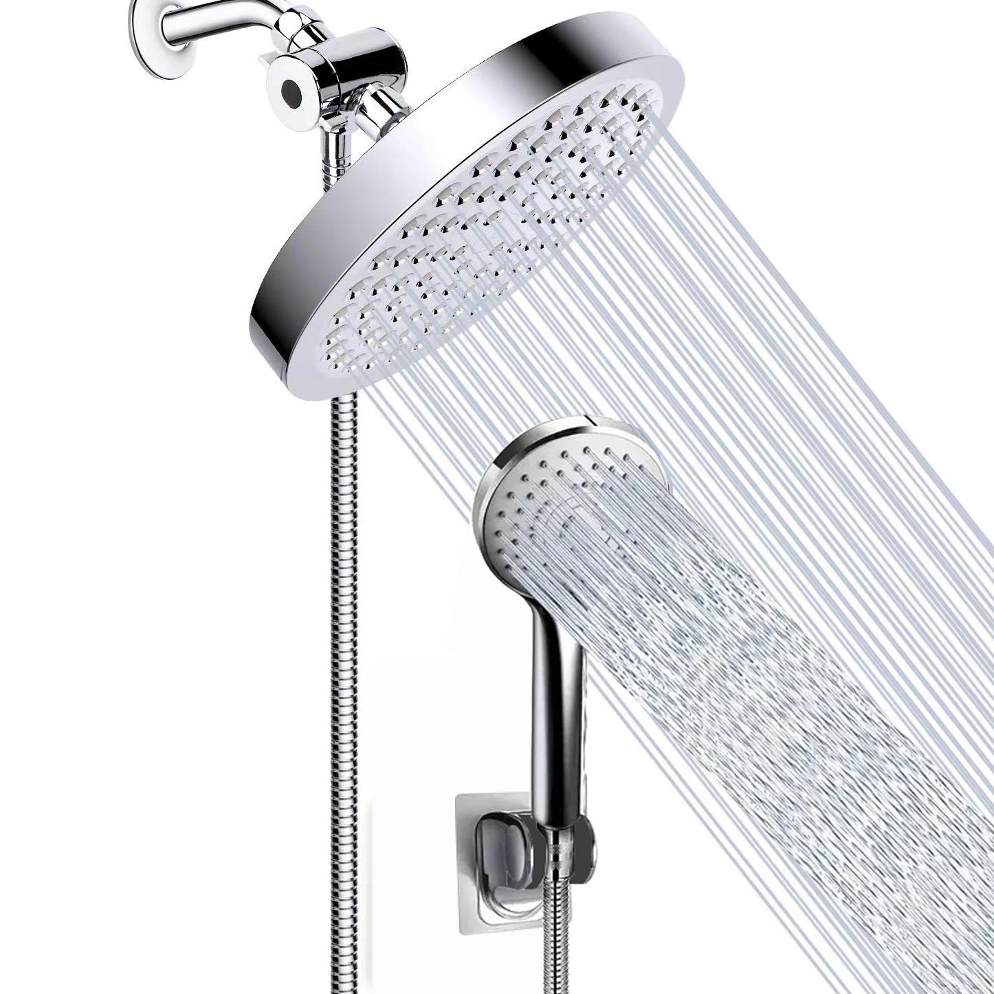 Cross-border foreign trade concealed installation simple set bathroom shower head, water distributor, hose bracket, three-way shower head Item Picture