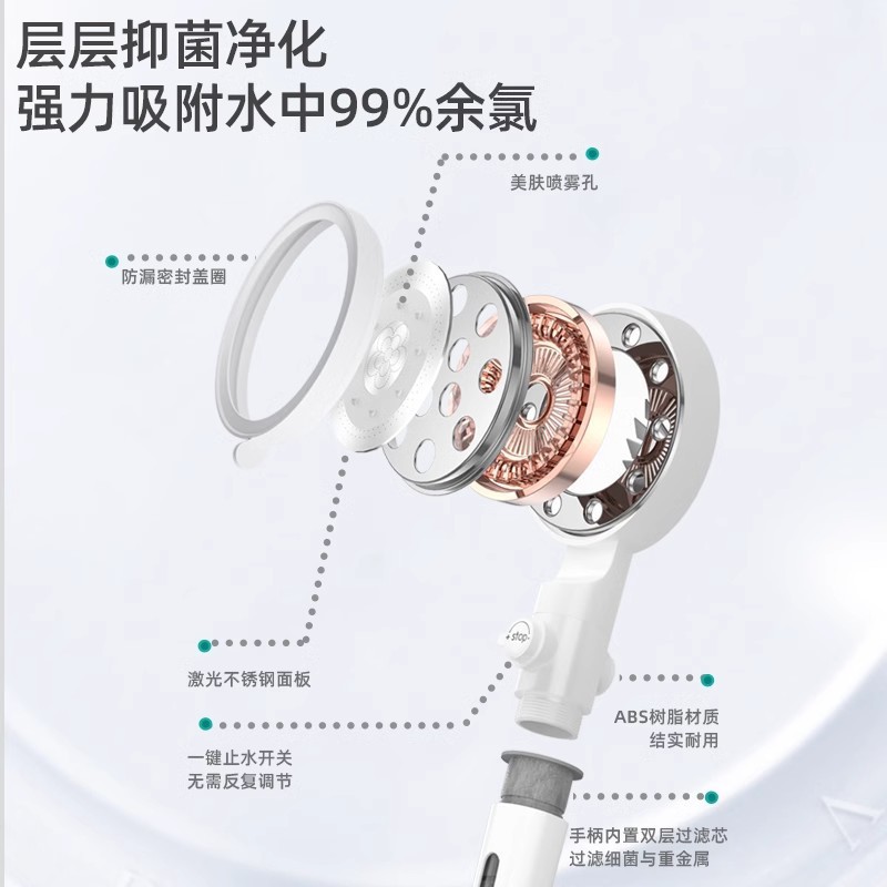 Pressurized shower head, household filter, shower heater, bath, bathroom pressurized rain shower head, flower wine set Specification drawing
