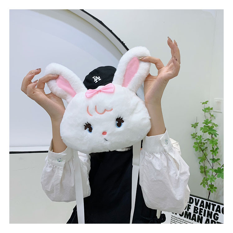 Plush rabbit bag, children's coin purse, cute princess single-shoulder bag for girls, autumn and winter crossbody bag for little girls details Picture