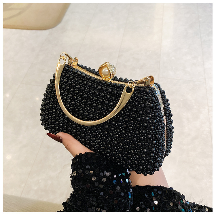 New pearl lady's handbag, banquet dress crossbody bag, elegant socialite dinner bag, high-end underarm bag wholesale Specification drawing