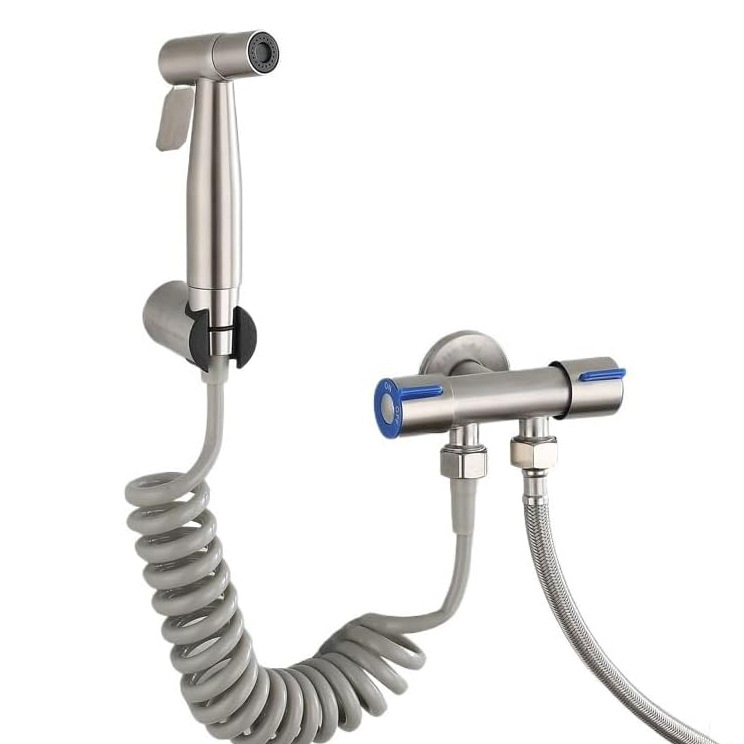 Cross-border wholesale of 304 stainless steel bathroom toilet spray guns, high-pressure flushing spray guns, feminine washers, toilet companion covers Item Picture