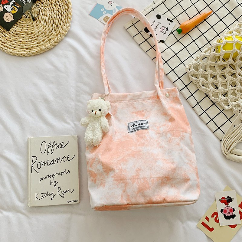 Wholesale of new Japanese-style versatile canvas bags, large-capacity fashionable and trendy single-shoulder bags, and gradient girlish tote bags Specification drawing