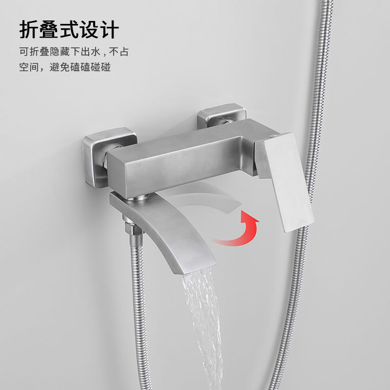 Hot and cold mixed water valve, bathtub faucet, 304 stainless steel, bathroom, bathtub faucet, shower head set details Picture