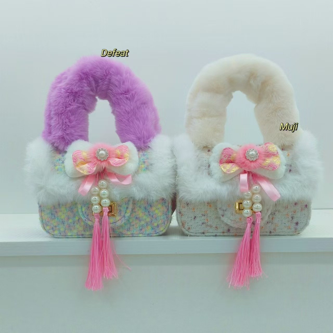 Chinese-style children's bags, plush handbags, single-shoulder crossbody bags, little girls, princesses, coin purges, accessory bags, small square bags Specification drawing