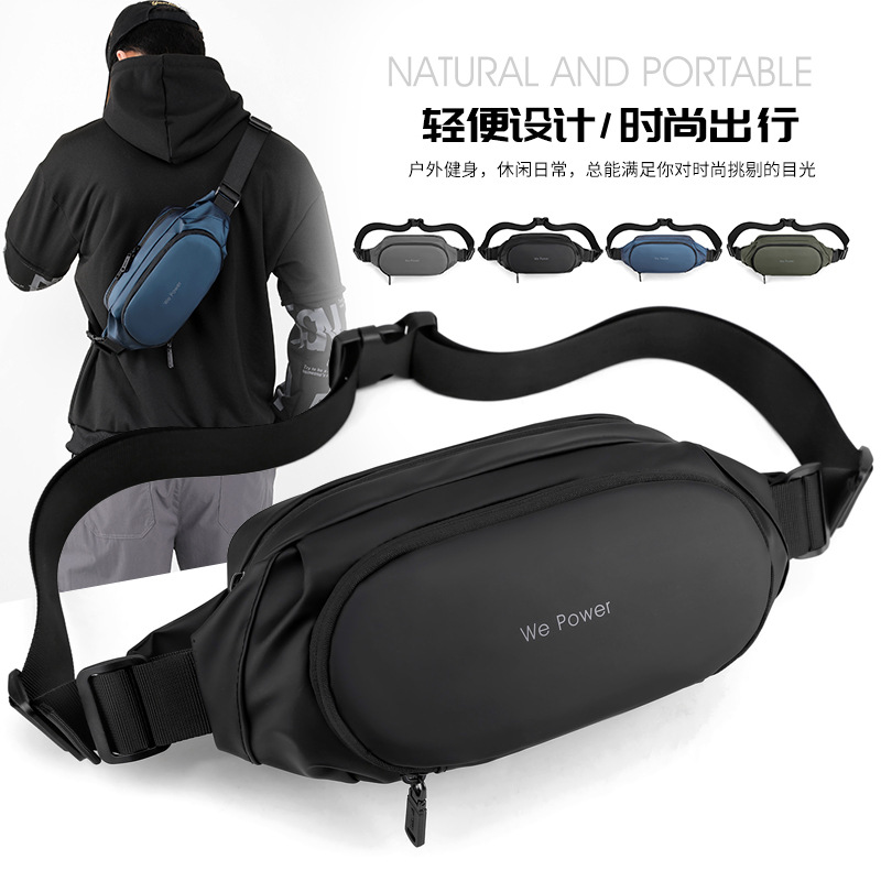 New men's waist bag, Korean style simple chest bag, outdoor sports crossbody bag, water-resistant functional waist bag, mobile phone case details Picture