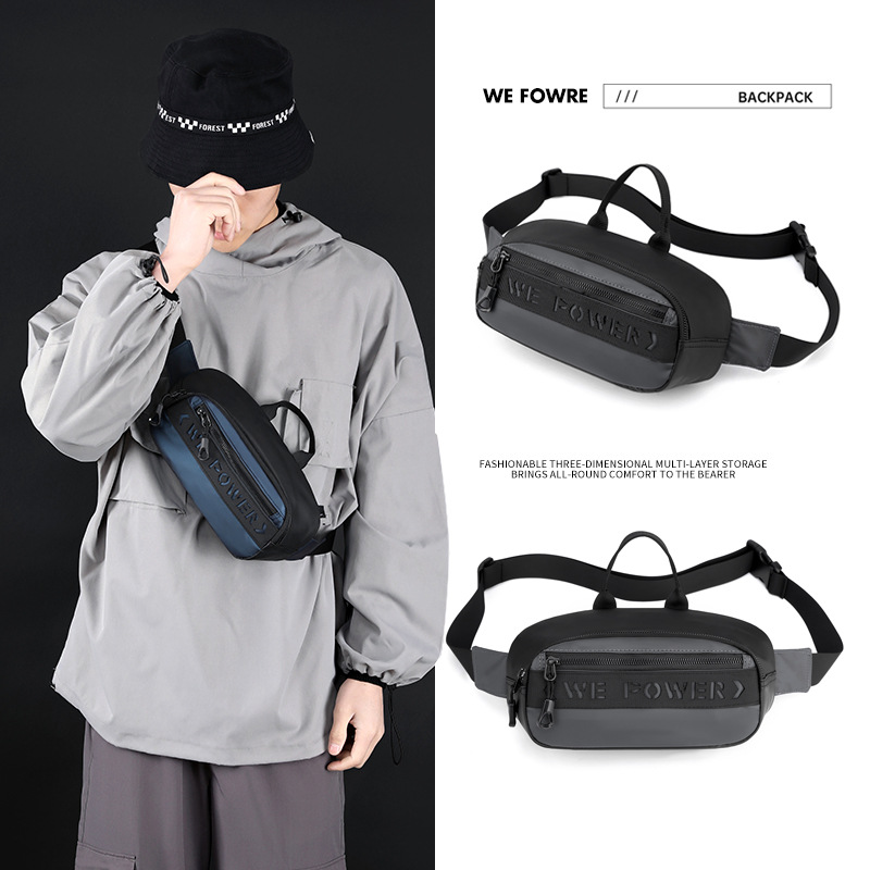New trendy men's chest bag, running sports waist bag, outdoor water-resistant cycling bag, casual single-shoulder crossbody bag full figure