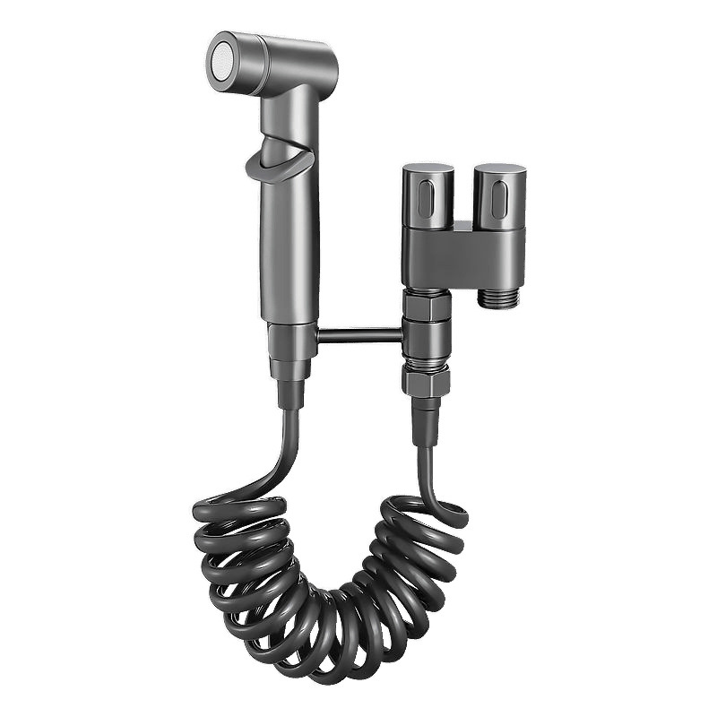 Black toilet spray, one in and two out faucet, three-way companion toilet, household high-pressure pressure-increasing flushing device mini factory Item Picture