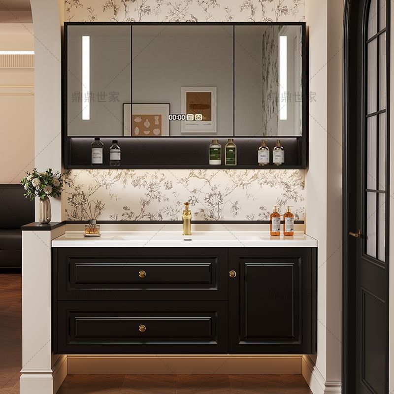 Retro French, Chinese black, American paint-free multi-layer solid wood ceramic integrated bathroom cabinet set Application Scenario