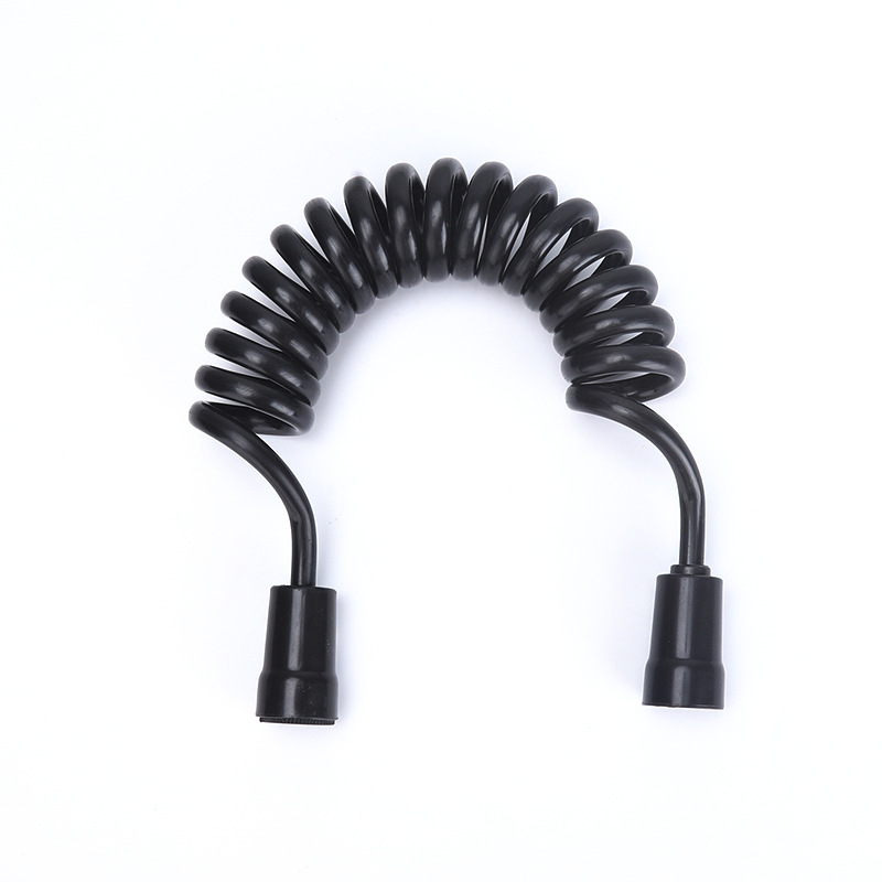 Bright black PU telephone line pipe, spring water inlet pipe, toilet spray gun, feminine washing machine, 4-inch interface, 1.5/2/3 meters wholesale Item Picture