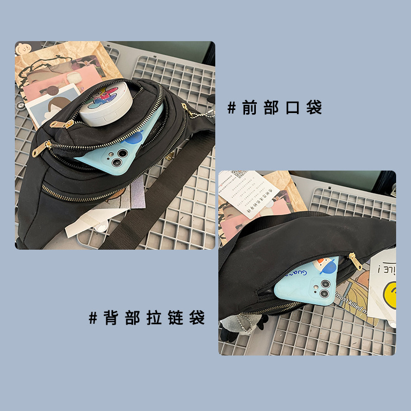 waist pack: Student waist bag, chest bag, sports crossbody waist bag, Female bag: Large-capacity single-shoulder waist bag Specification drawing